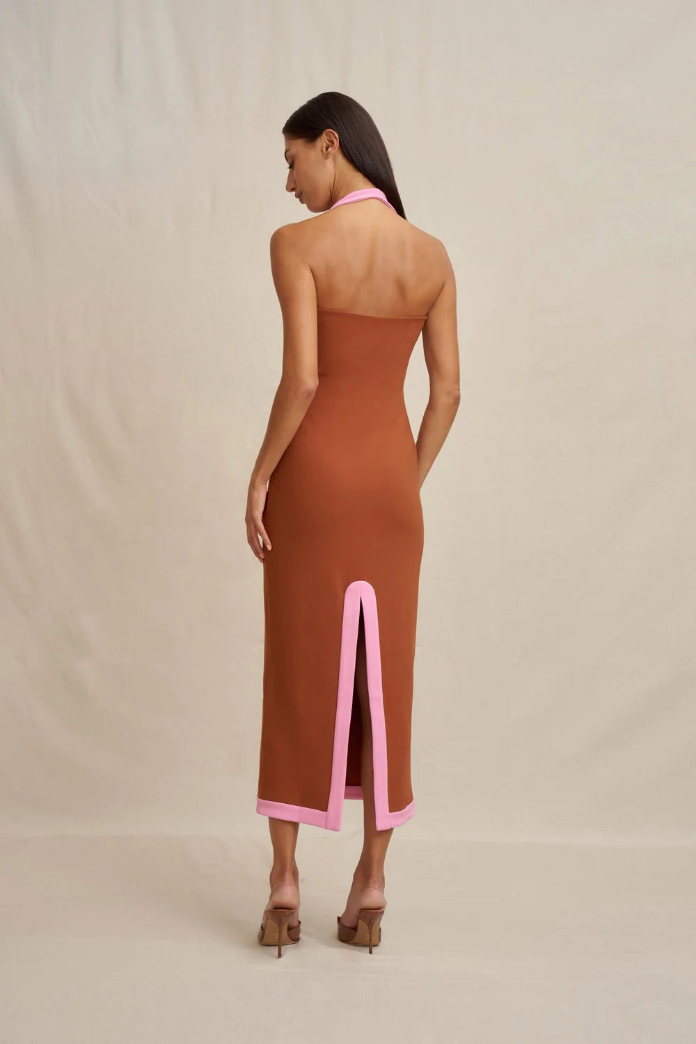 BY JOHNNY - Alexa Halter Midi Dress in Rust