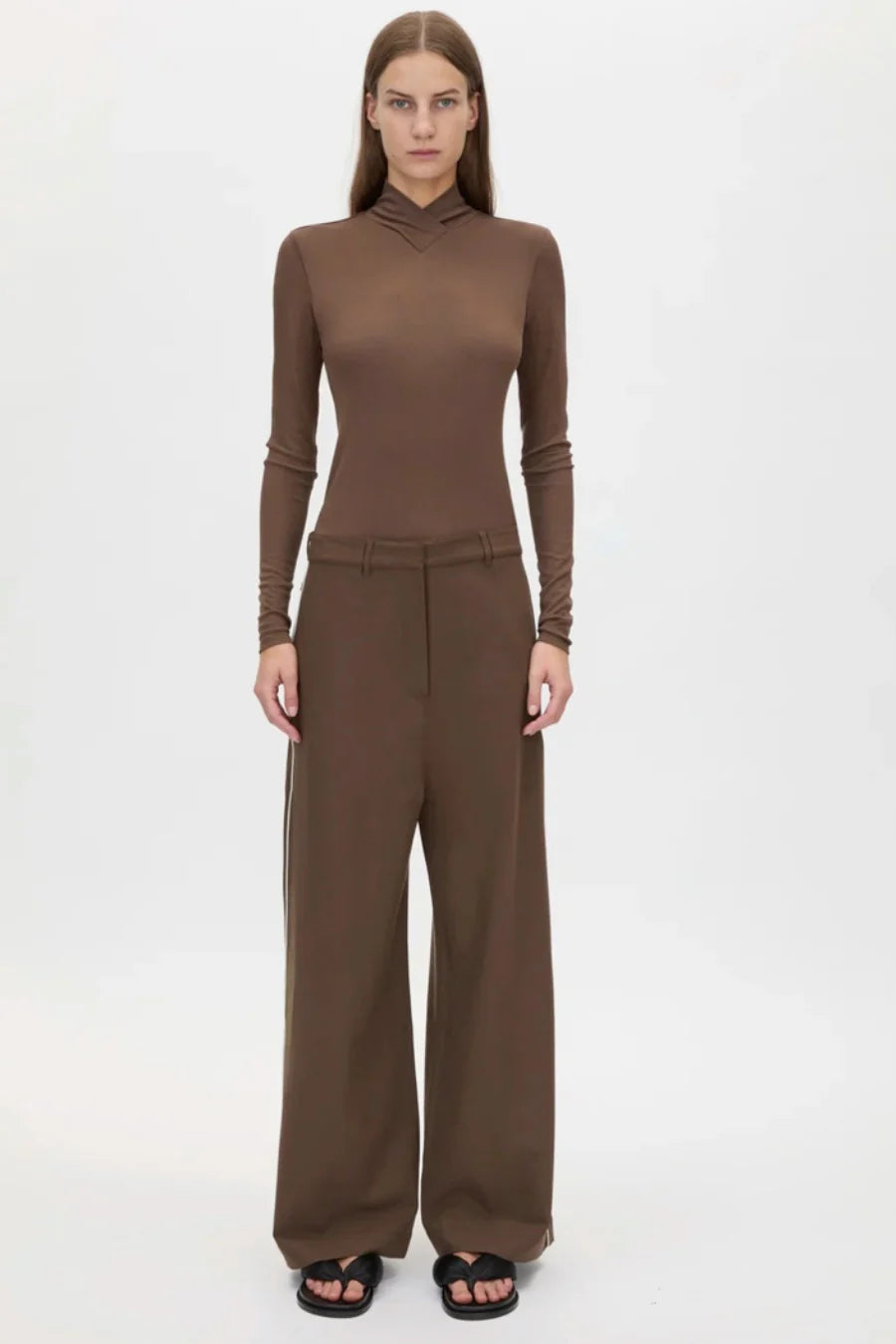 CAMILLA AND MARC - Axial Long Sleeve Top in Chocolate Brown