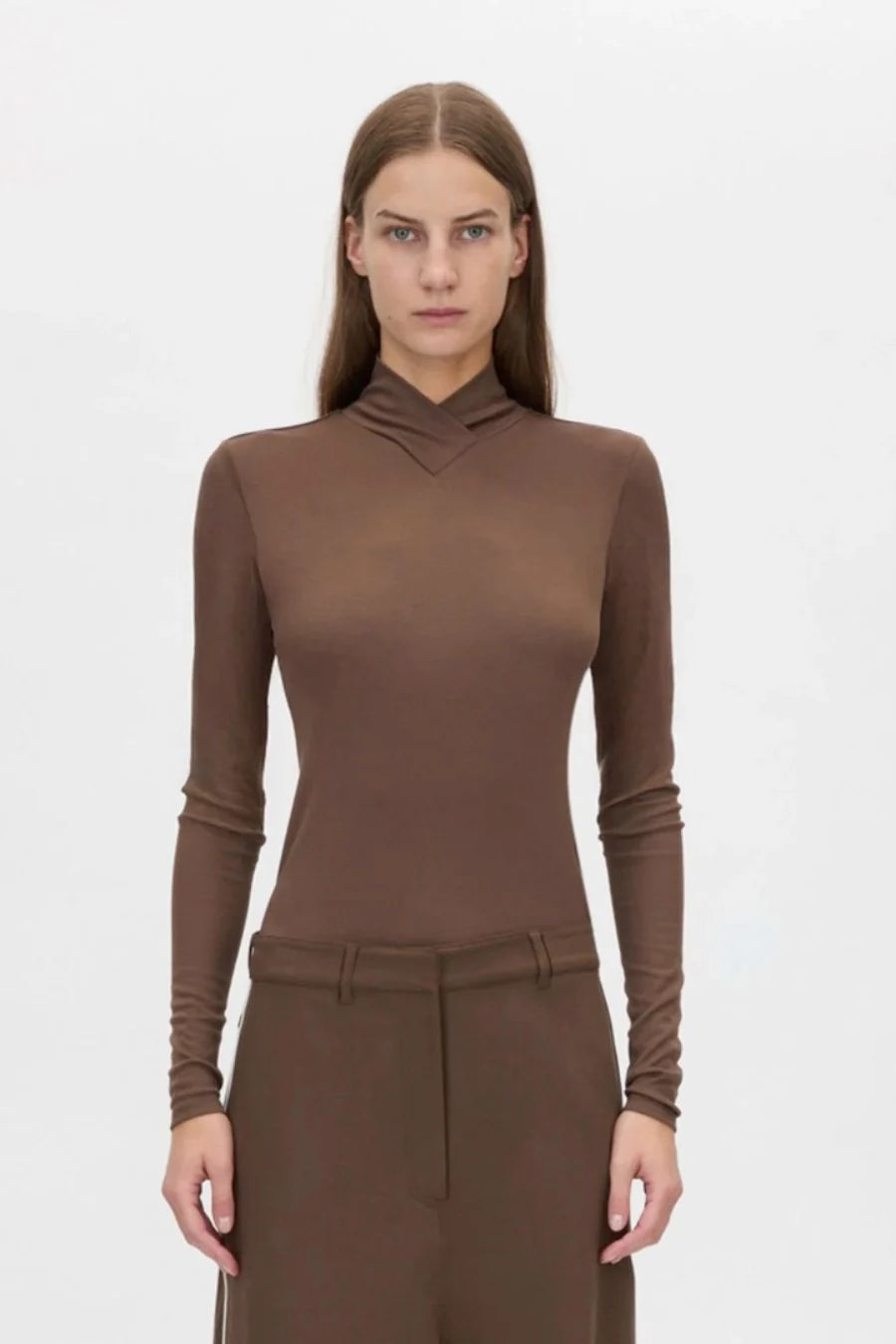 CAMILLA AND MARC - Axial Long Sleeve Top in Chocolate Brown