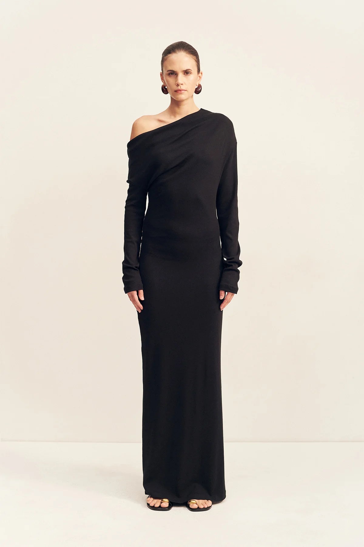SHONA JOY - Aby Long Sleeve Maxi Dress in Black