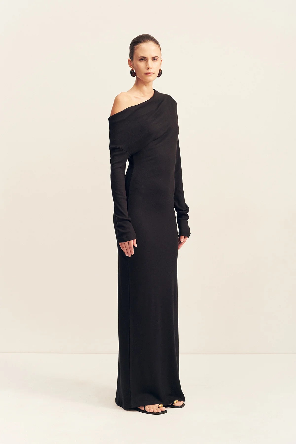 SHONA JOY - Aby Long Sleeve Maxi Dress in Black