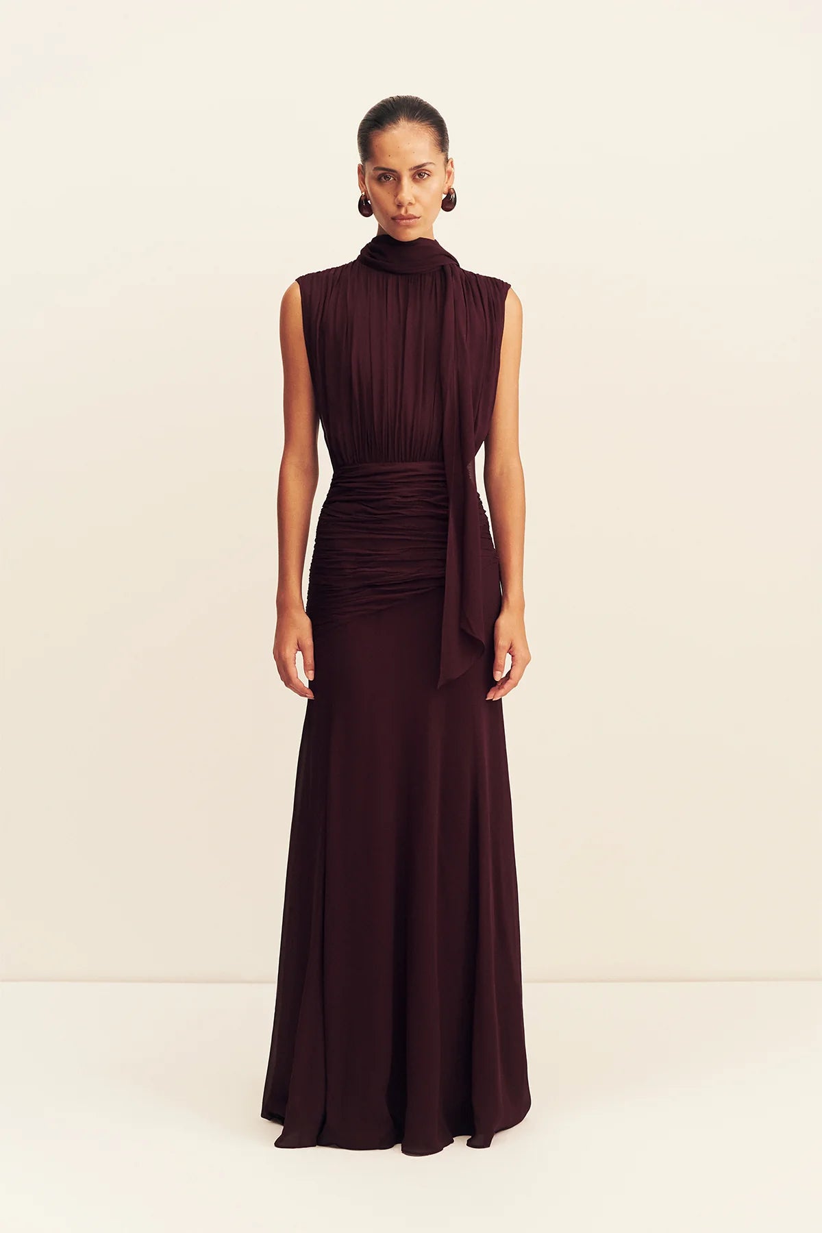 Shona Joy - Amina Scarf Neck Maxi dress IN WINE TASTING
