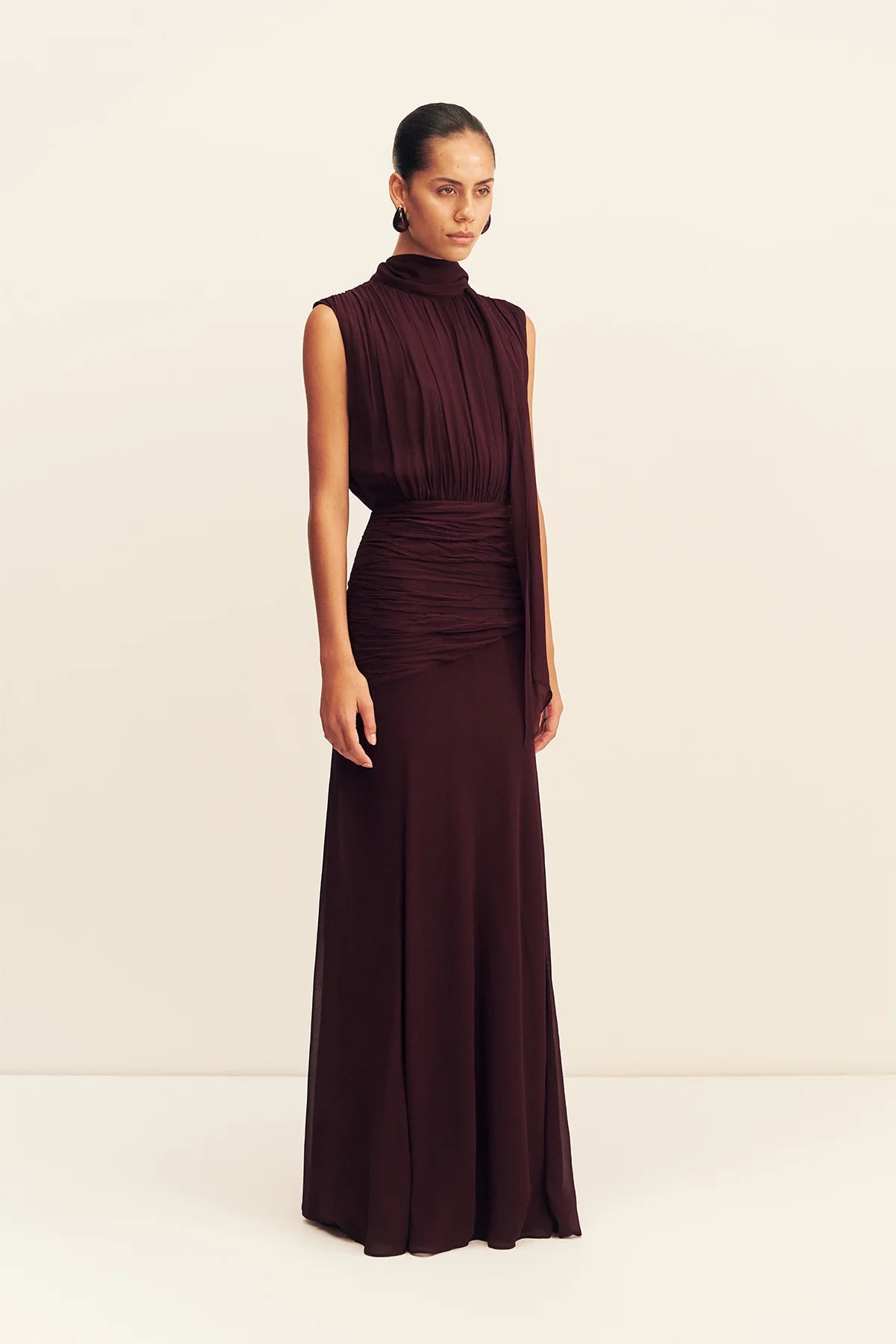 Shona Joy - Amina Scarf Neck Maxi dress IN WINE TASTING
