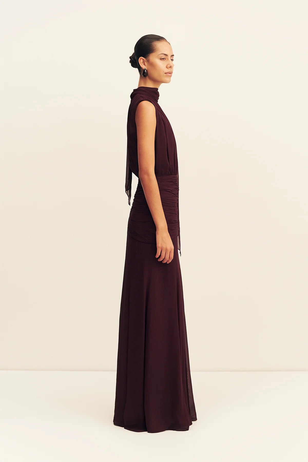 Shona Joy - Amina Scarf Neck Maxi dress IN WINE TASTING