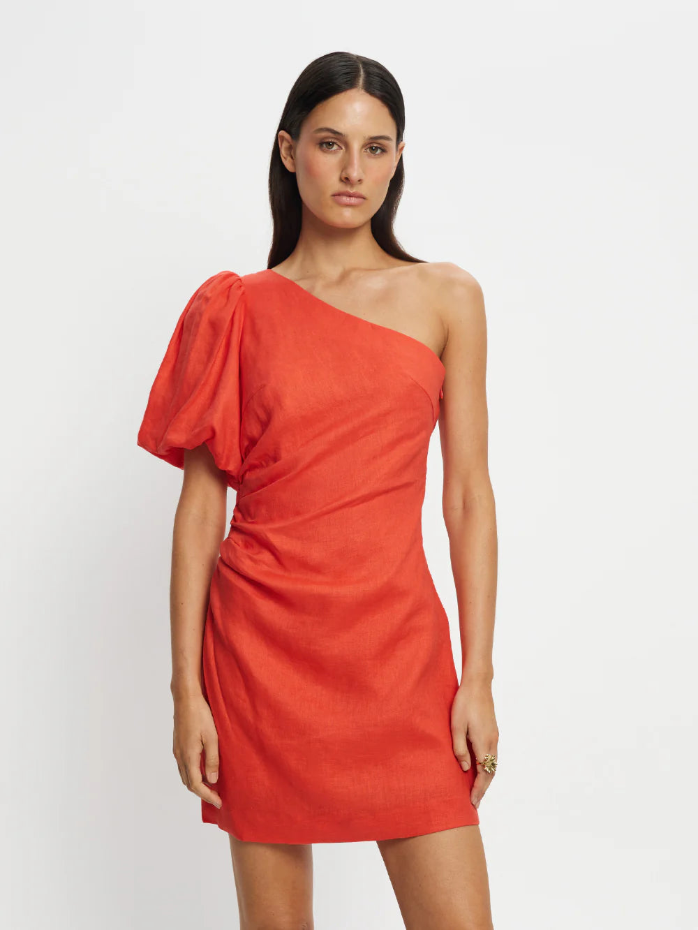 KIVARI - Anais One Shoulder Mini Dress in Red