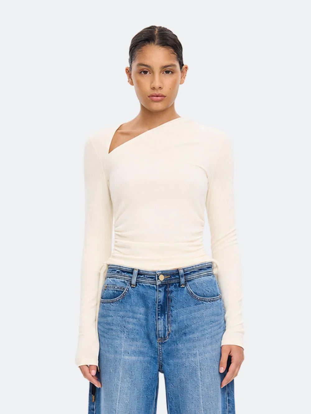 KIVARI - Annika Jersey Top in Cream