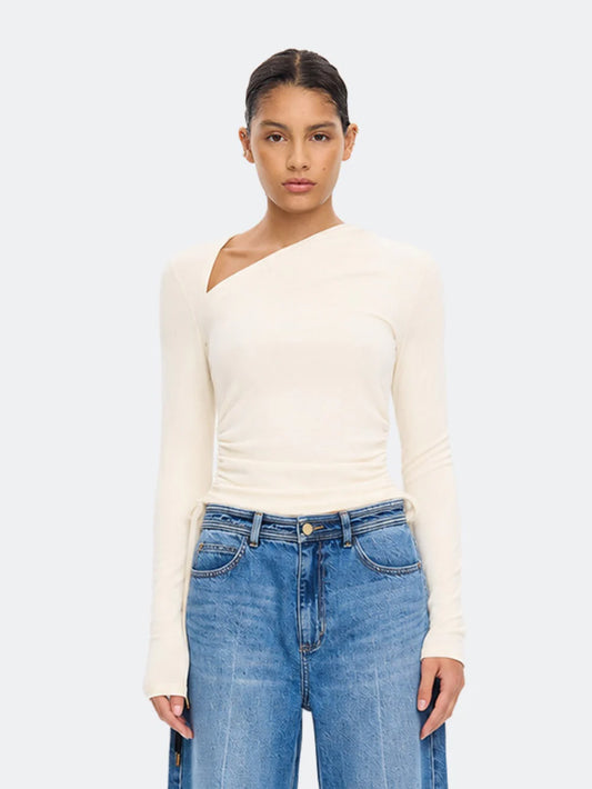 KIVARI - Annika Jersey Top in Cream