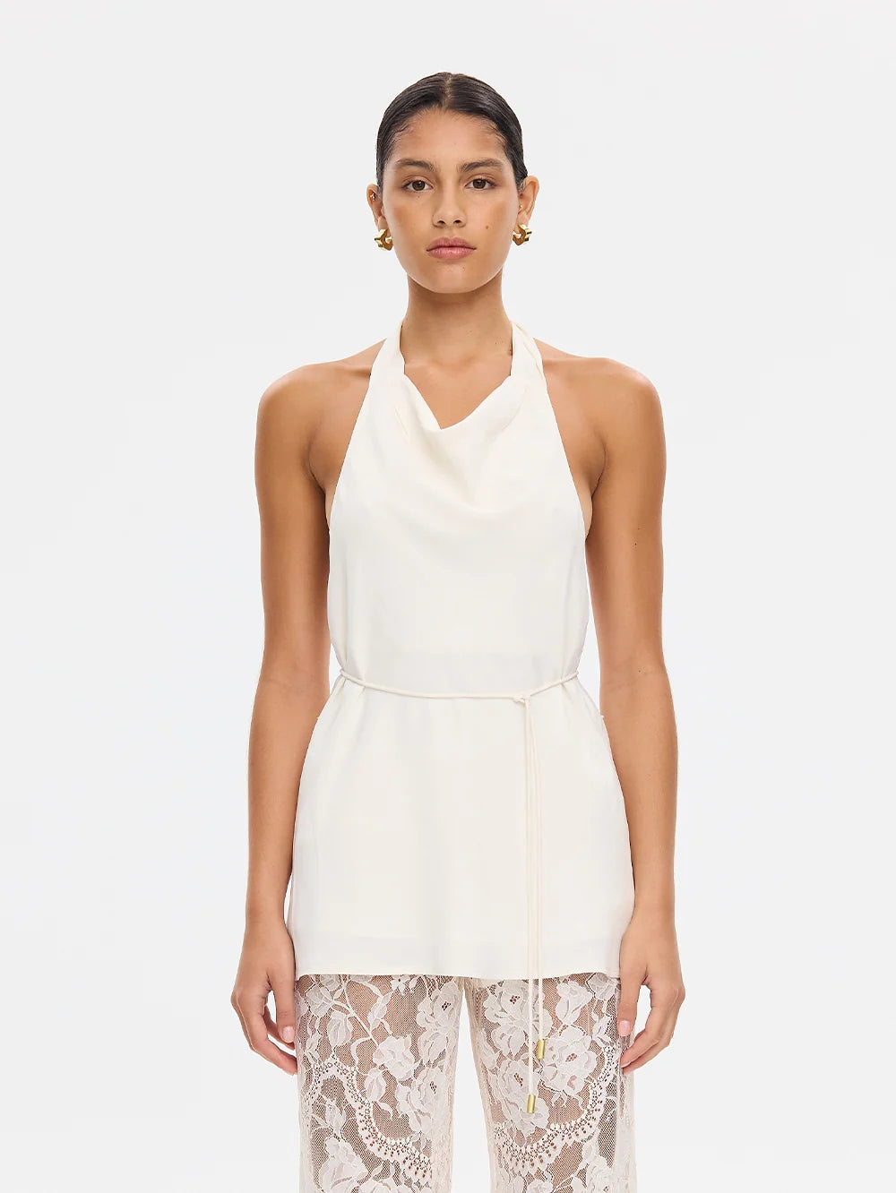 KIVARI - Arabella Halter Top in Cream