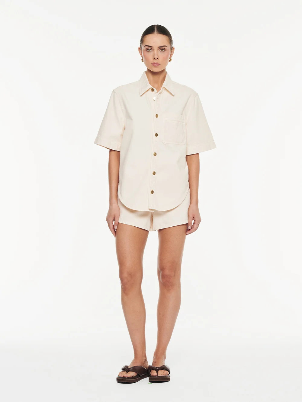 KIVARI - Ariana Denim Shirt in Rosewater