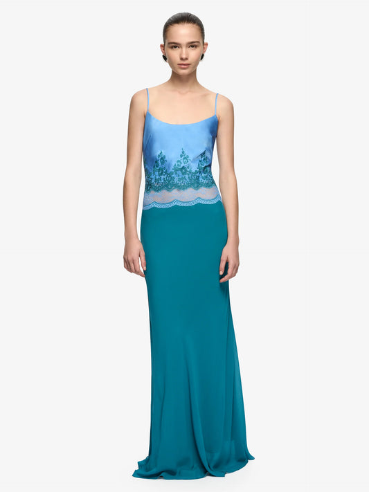 BEC + BRIDGE - Orsina Scoop Maxi Dress in Azure Blue/Jade.