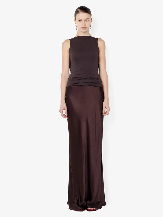 BEC + BRIDGE Mirabelle Cowl Maxi Dress Dark Chocolate