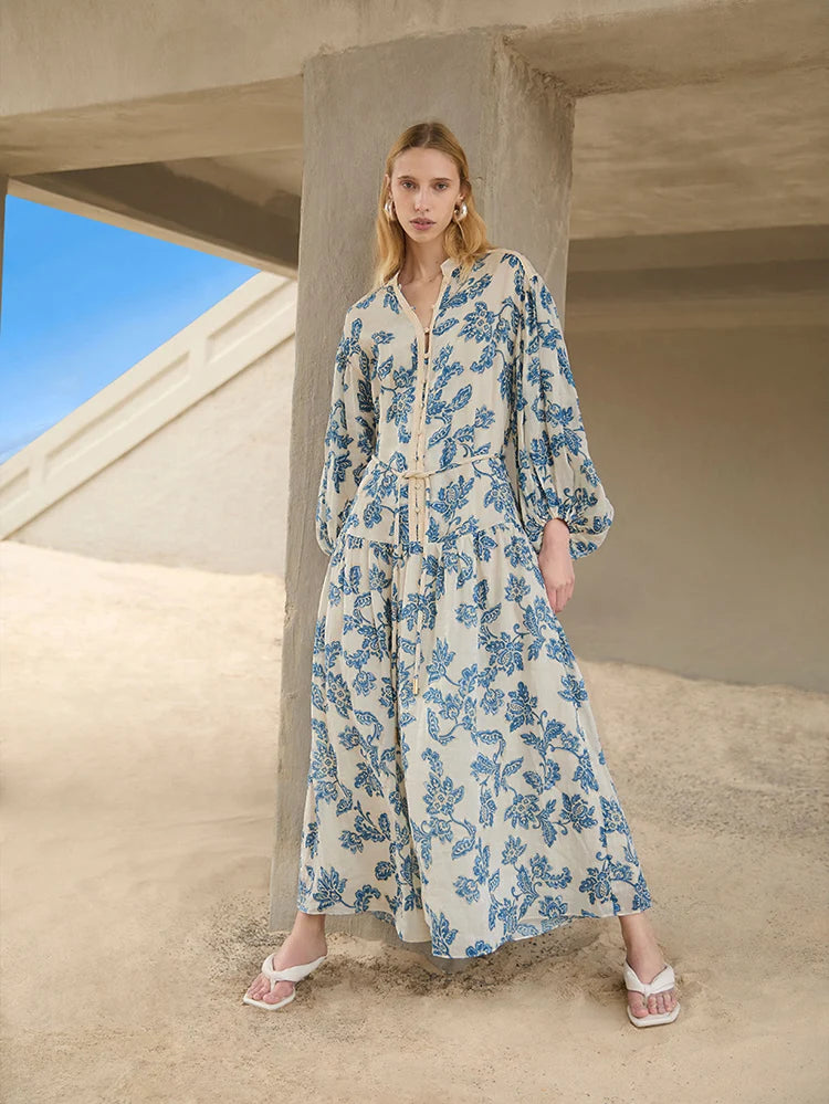 KIVARI - Bluuebell Maxi Dress in Blue Floral