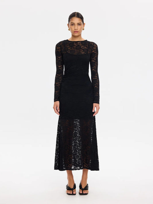KIVARI - Bonnie Lace Maxi Dress in Black