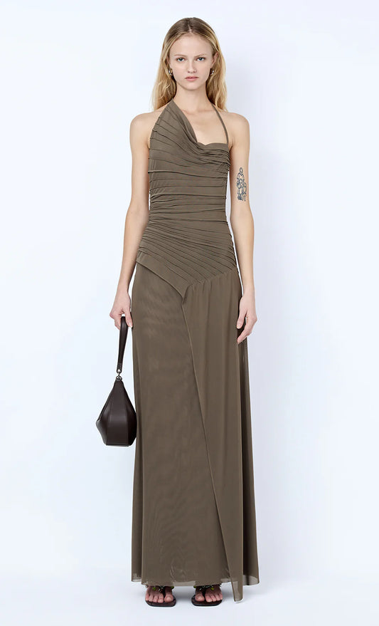 BEC + BRIDGE - Brenna Pintuck Maxi Dress in Khaki