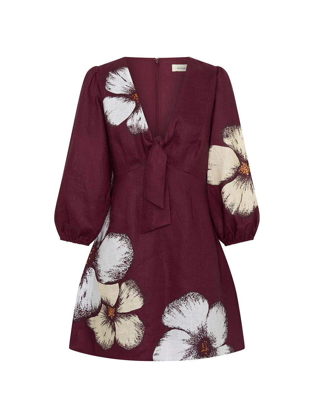 KIVARI - Brodie Tie Front Mini Dress in Plum