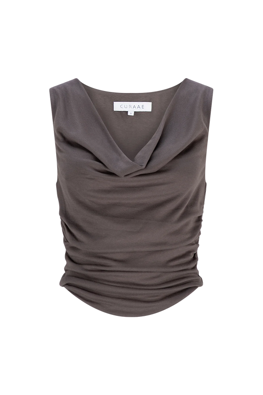 CURAAE Daphne Cowl Neck Top-grey