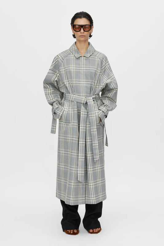 CAMILLA AND MARC Delta Plaid Trench-khaki plaid