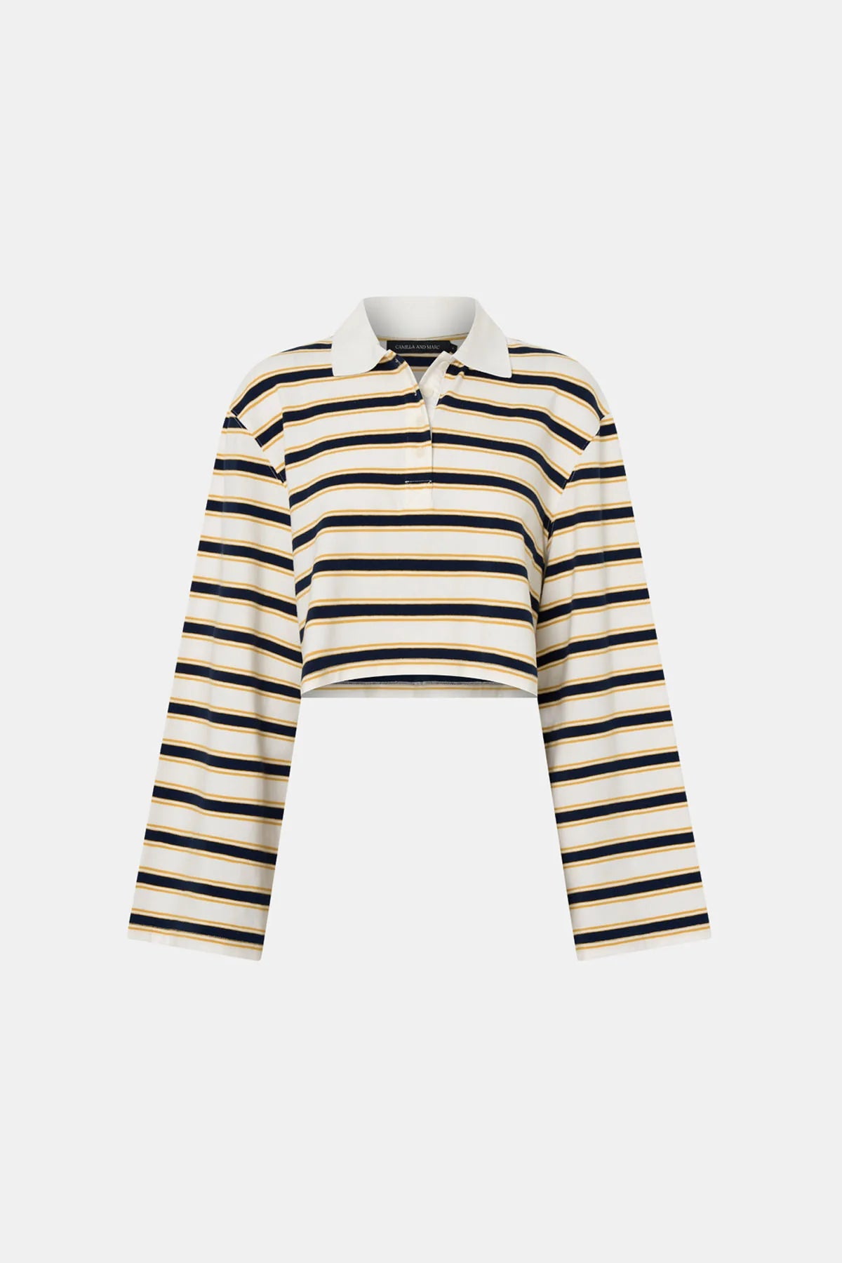 Camilla and Marc - Liat Stripe Crop Polo Top IN SOFT WHITE STRIPE