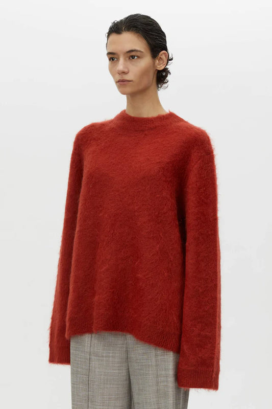 CAMILLA AND MARC Meier Brushed Alpaca Knit Sweater-deep red