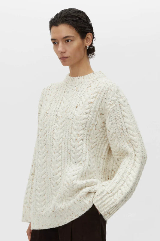 CAMILLA AND MARC Terrazzo Cable Knit Sweater-cream fleck