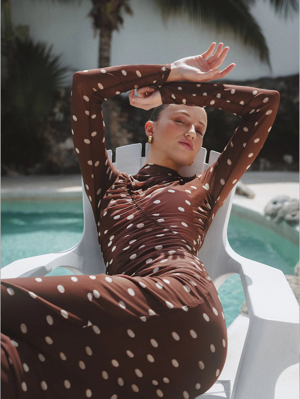 KIVARI - Edie Mesh Maxi Dress in Chocolate