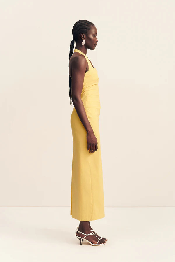 SHONA JOY - Campbell Draped Halter Maxi Dress in Soleil Sol