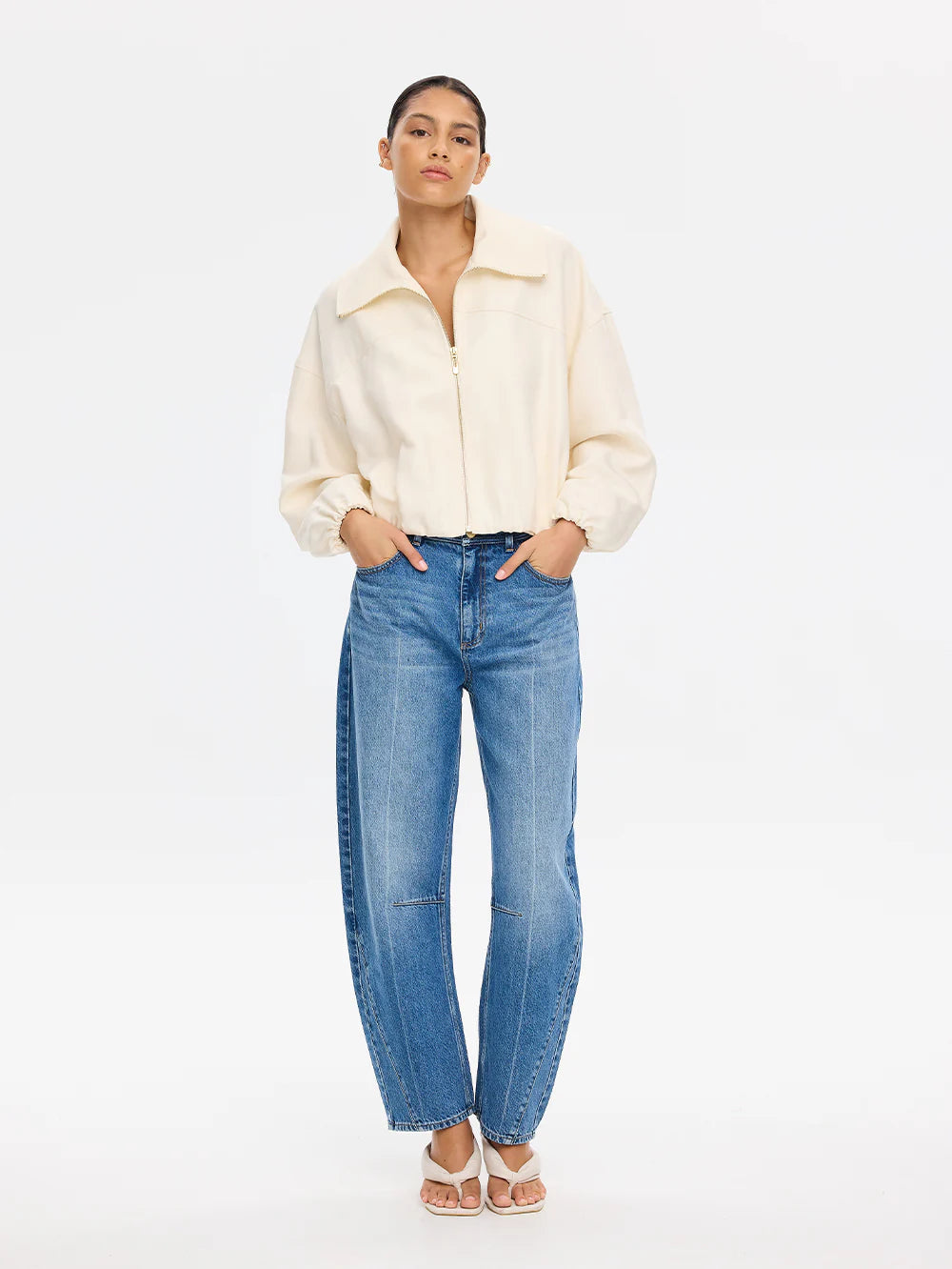KIVARI - Cass Cropped Jacket in Cream