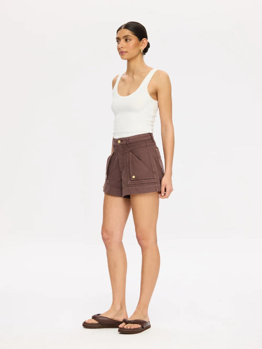 KIVARI - Celene Denim Short IN CHOCOLATE