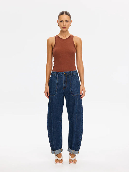 KIVARI - Jessica Denim Barrel Jean dark stone wash