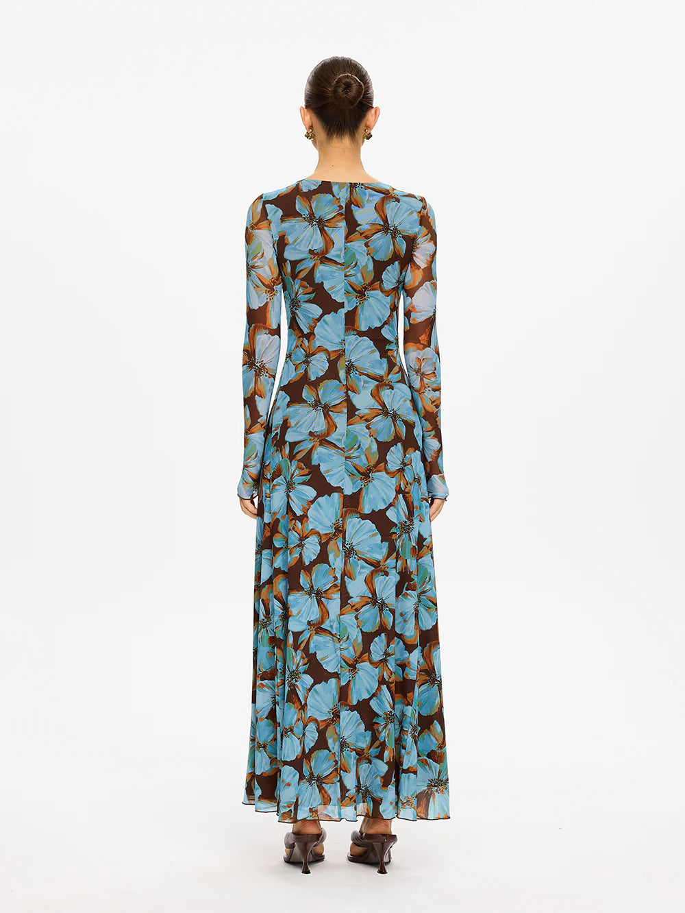 KIVARI Nieve Mesh Maxi Dress in Blue