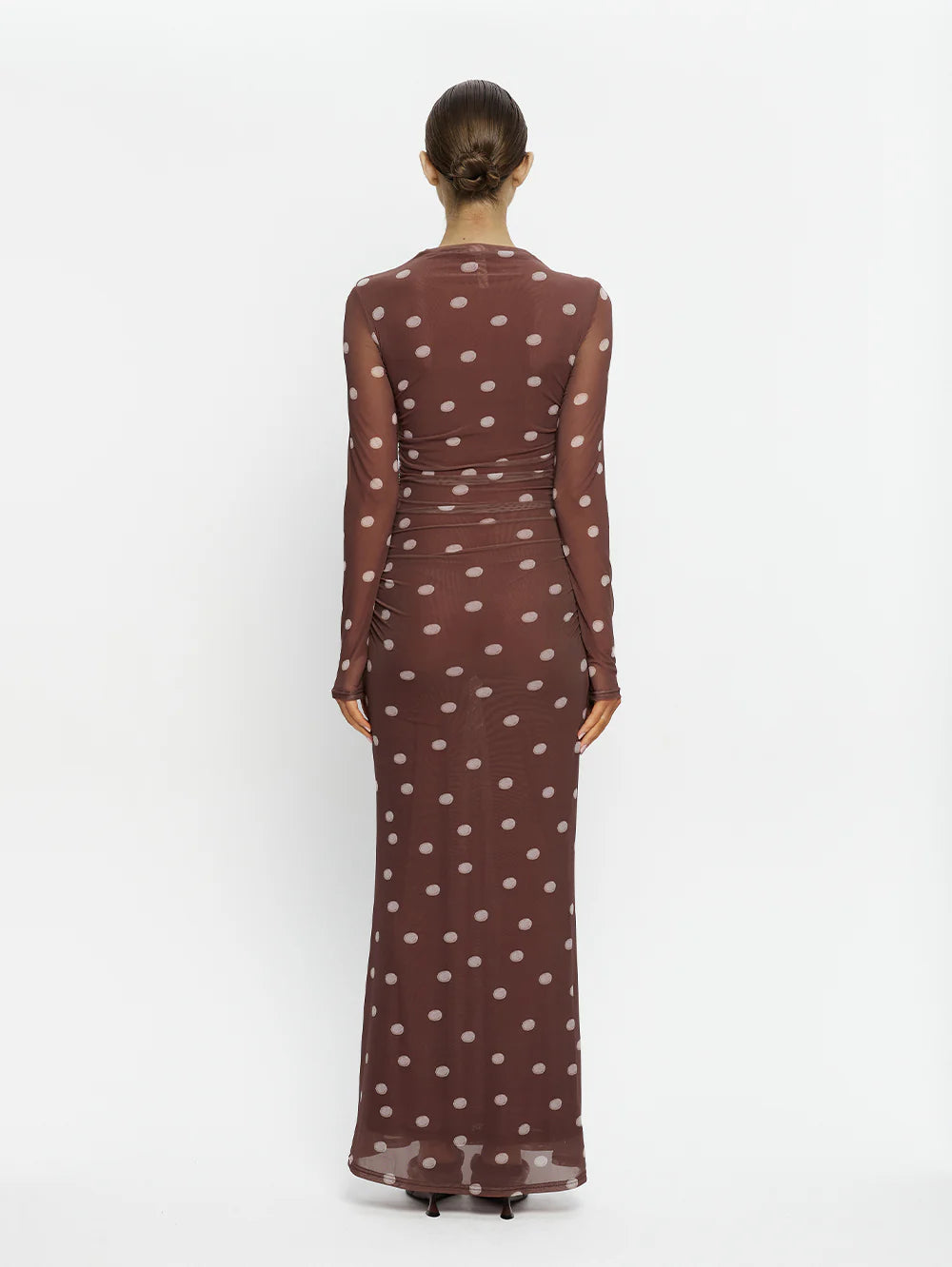 KIVARI - Edie Mesh Maxi Dress in Chocolate