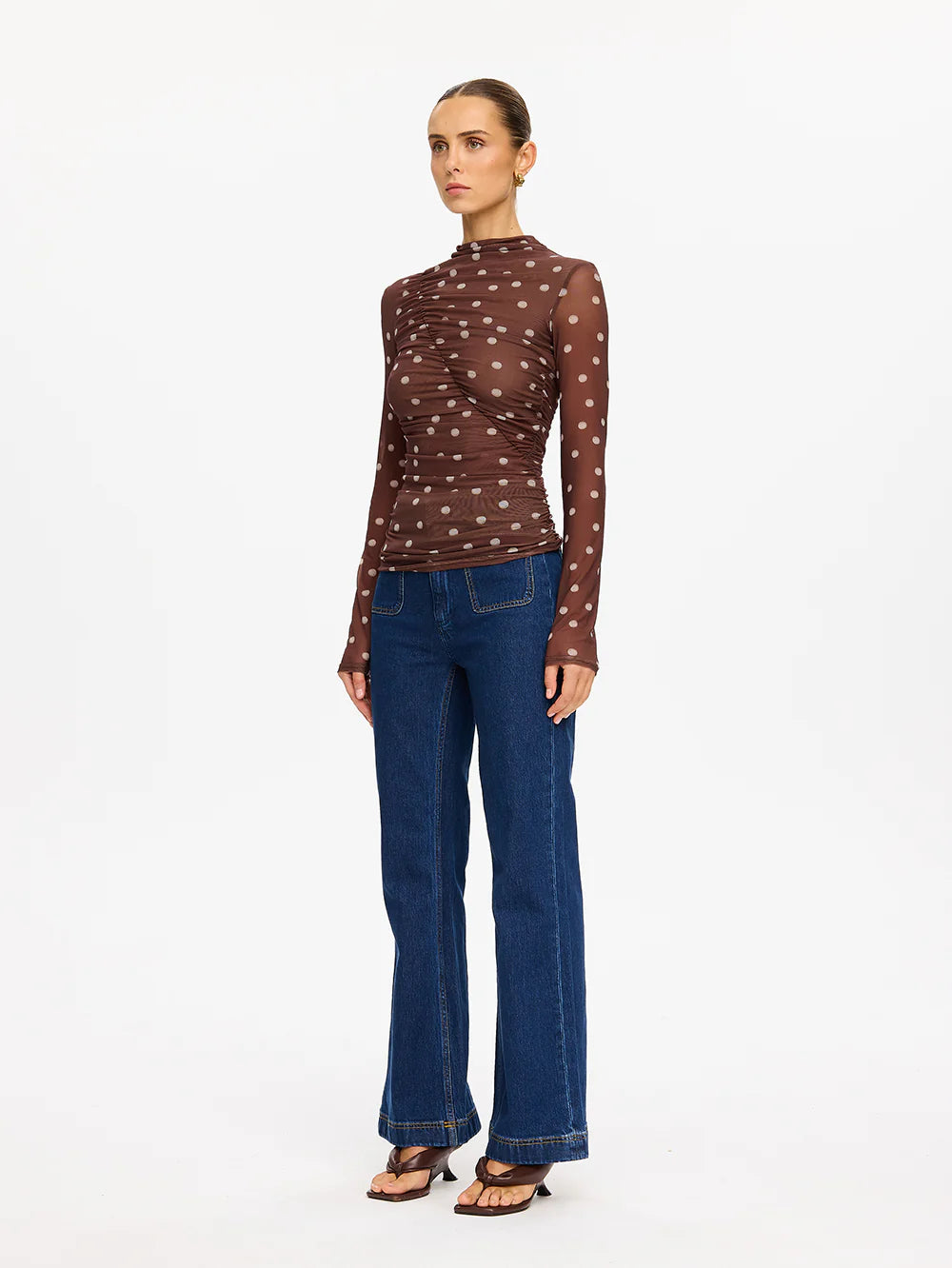 KIVARI - Edie Mesh Top in Chocolate