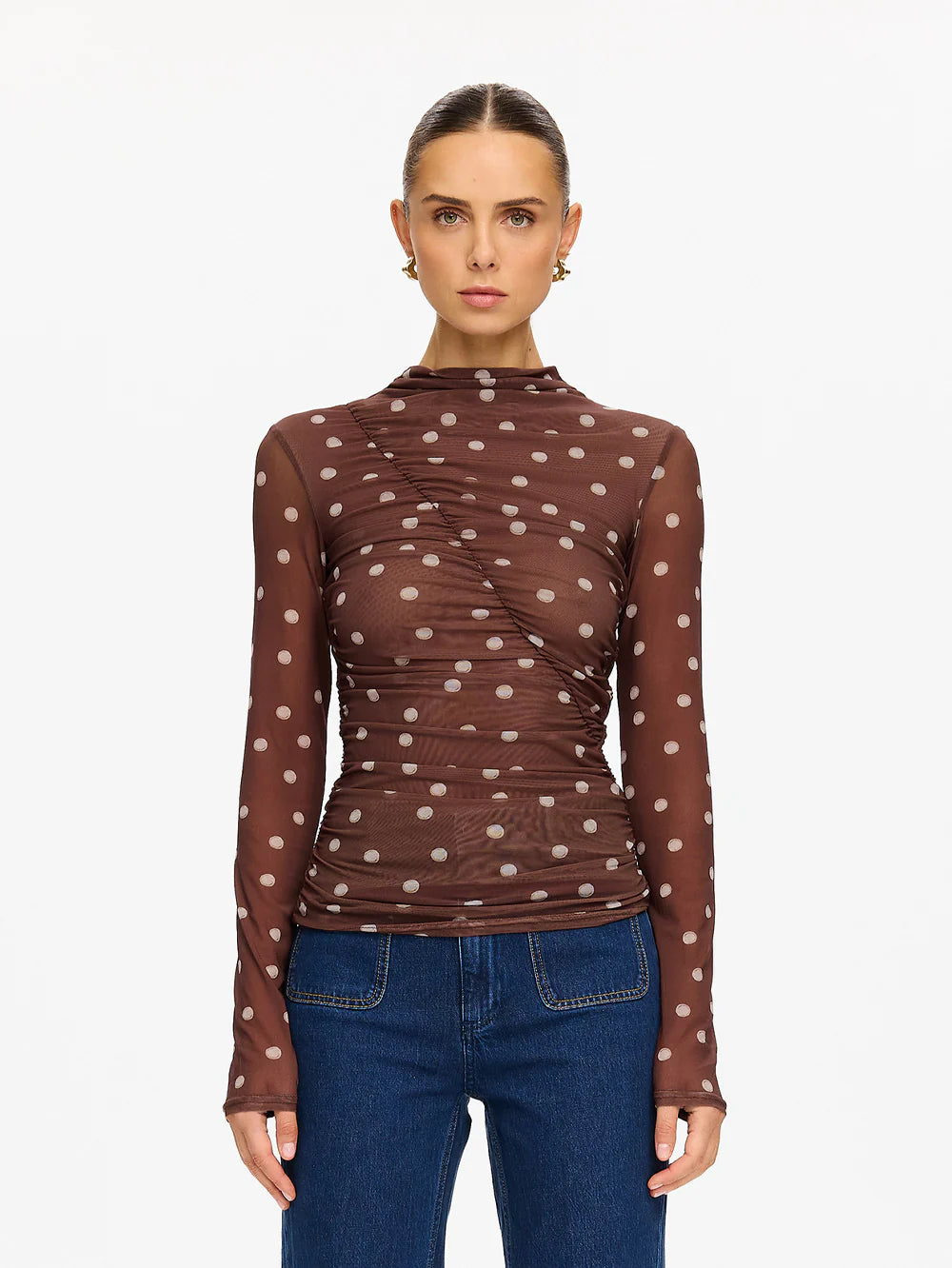 KIVARI - Edie Mesh Top in Chocolate