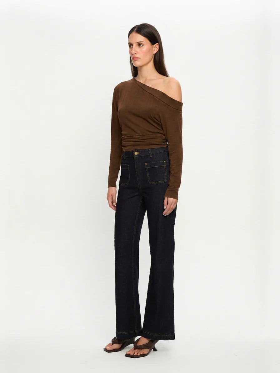 KIVARI - Lucie Jersey Top in Chocolate