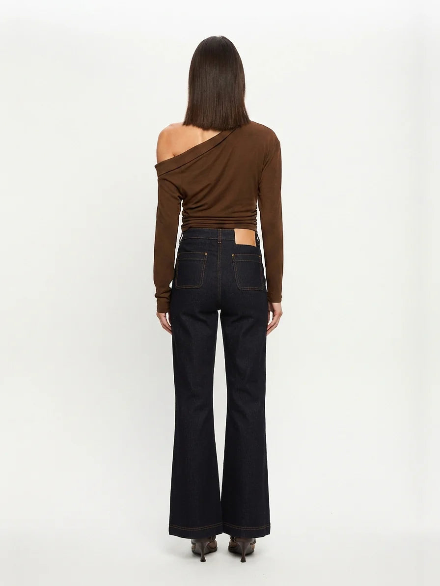 KIVARI - Lucie Jersey Top in Chocolate