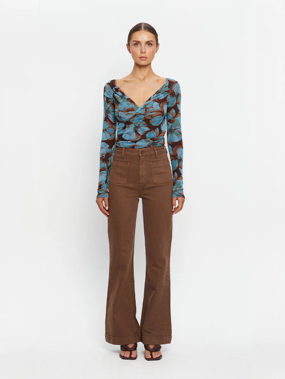 KIVARI Nieve Mesh Top in Blue