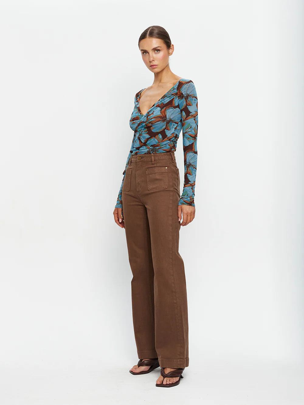 KIVARI Nieve Mesh Top in Blue
