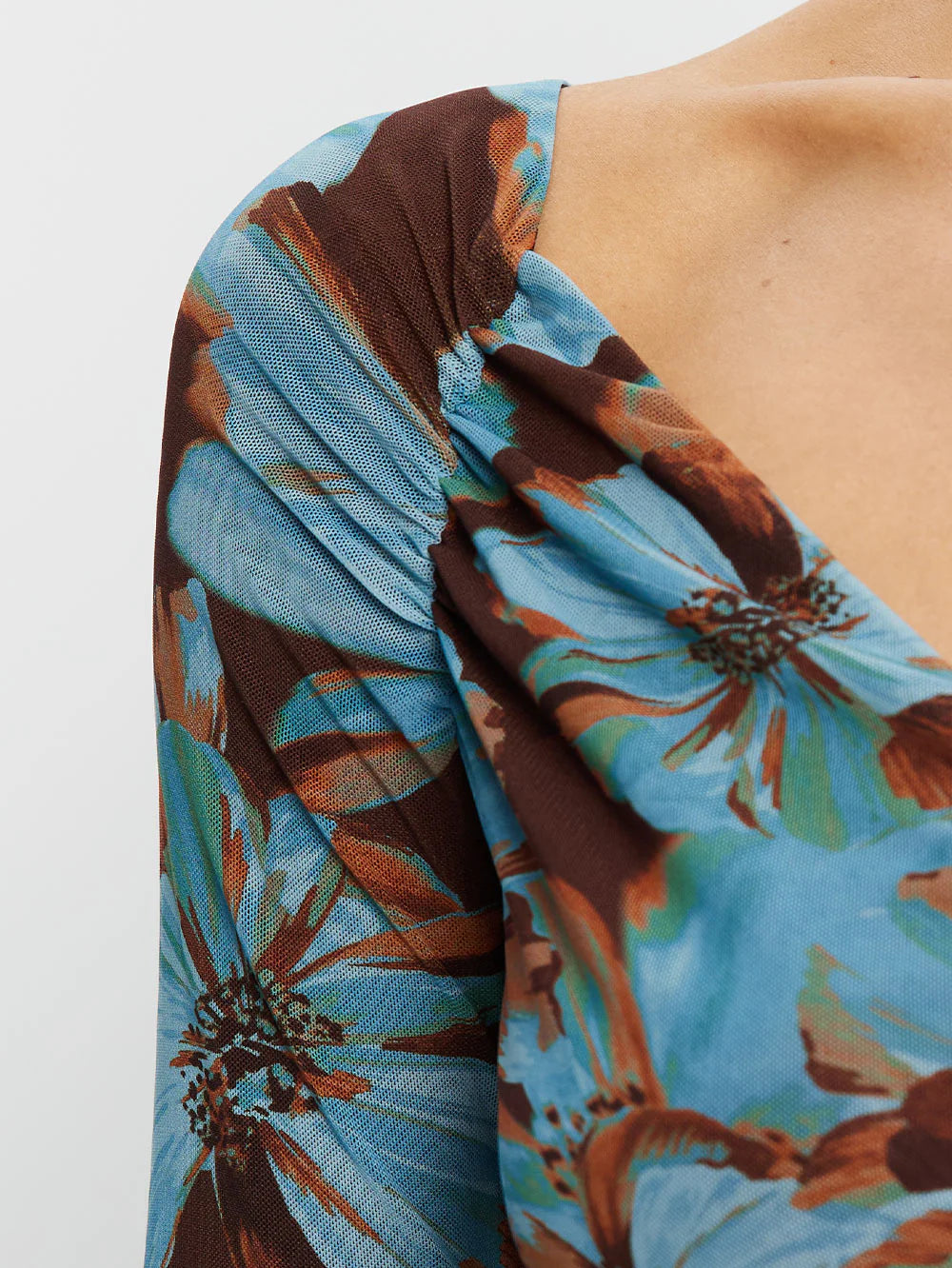 KIVARI Nieve Mesh Top in Blue