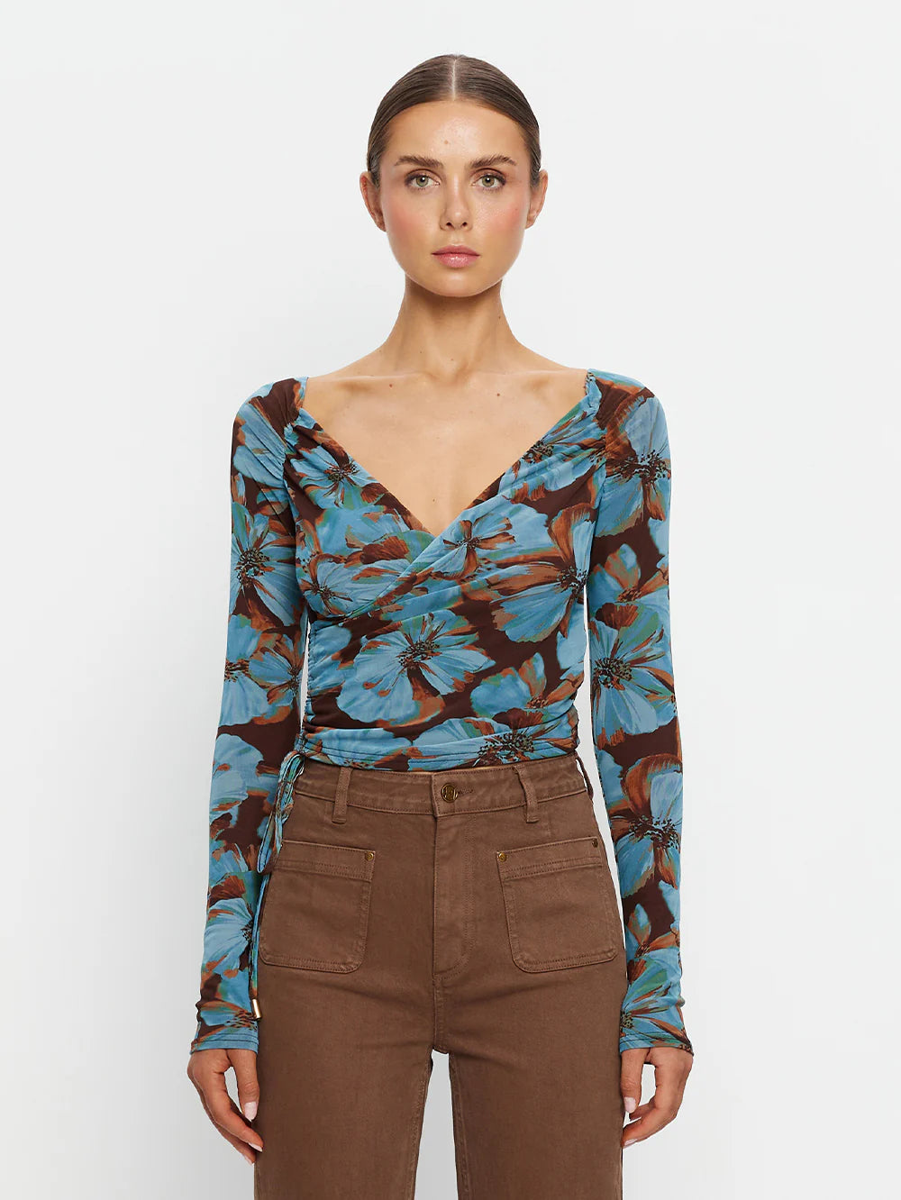 KIVARI Nieve Mesh Top in Blue