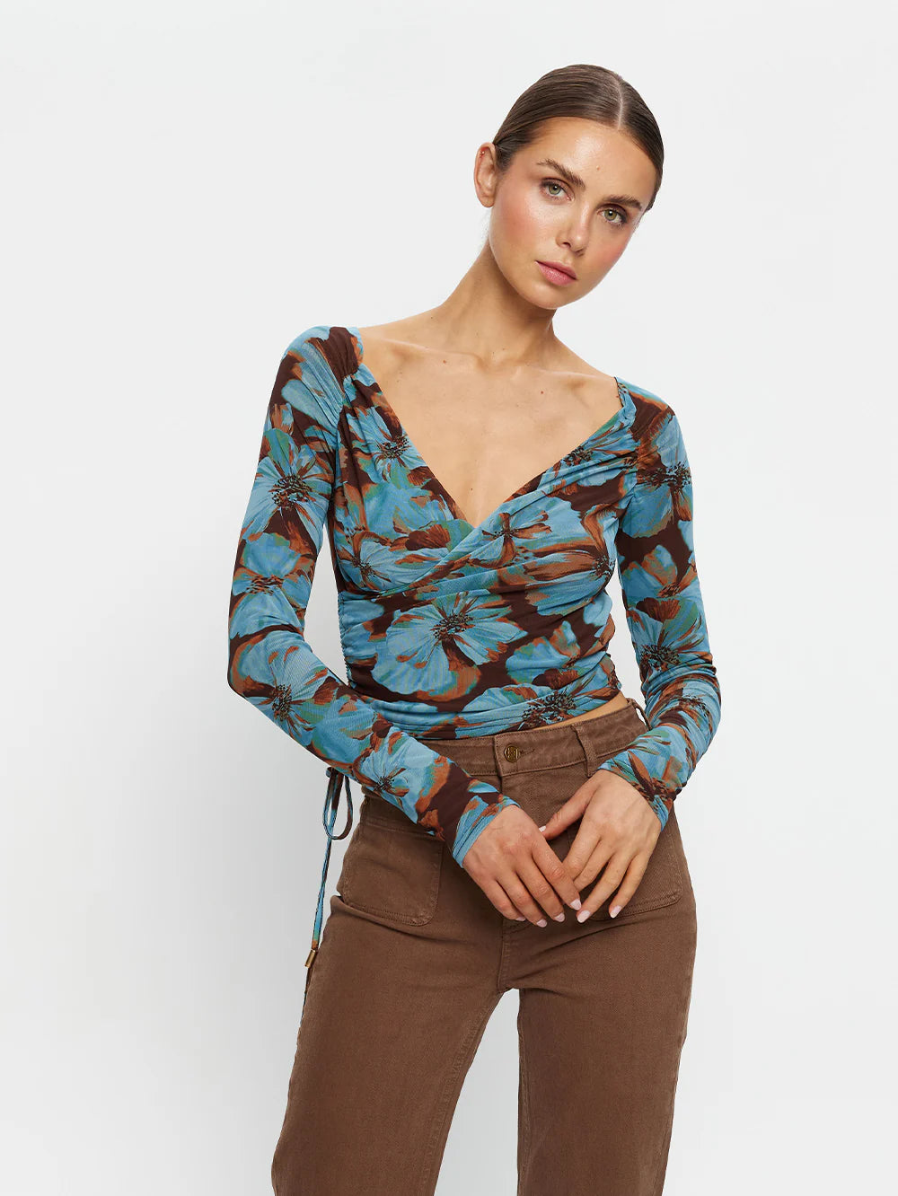 KIVARI Nieve Mesh Top in Blue