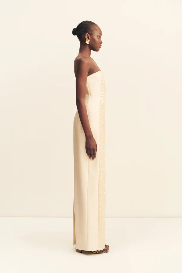 Shona Joy - Eluna Panelled Sequin Maxi Dress IN MACADAMIA