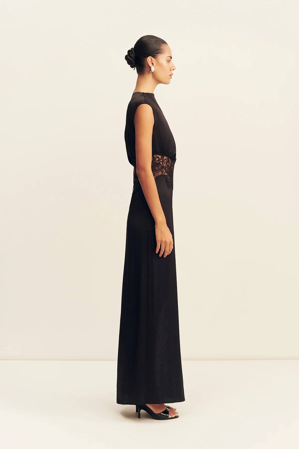 Shona Joy - Eniko Lace Gathered Maxi Dress IN BLACK