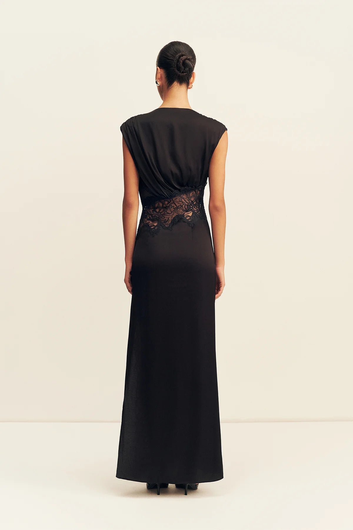 Shona Joy - Eniko Lace Gathered Maxi Dress IN BLACK