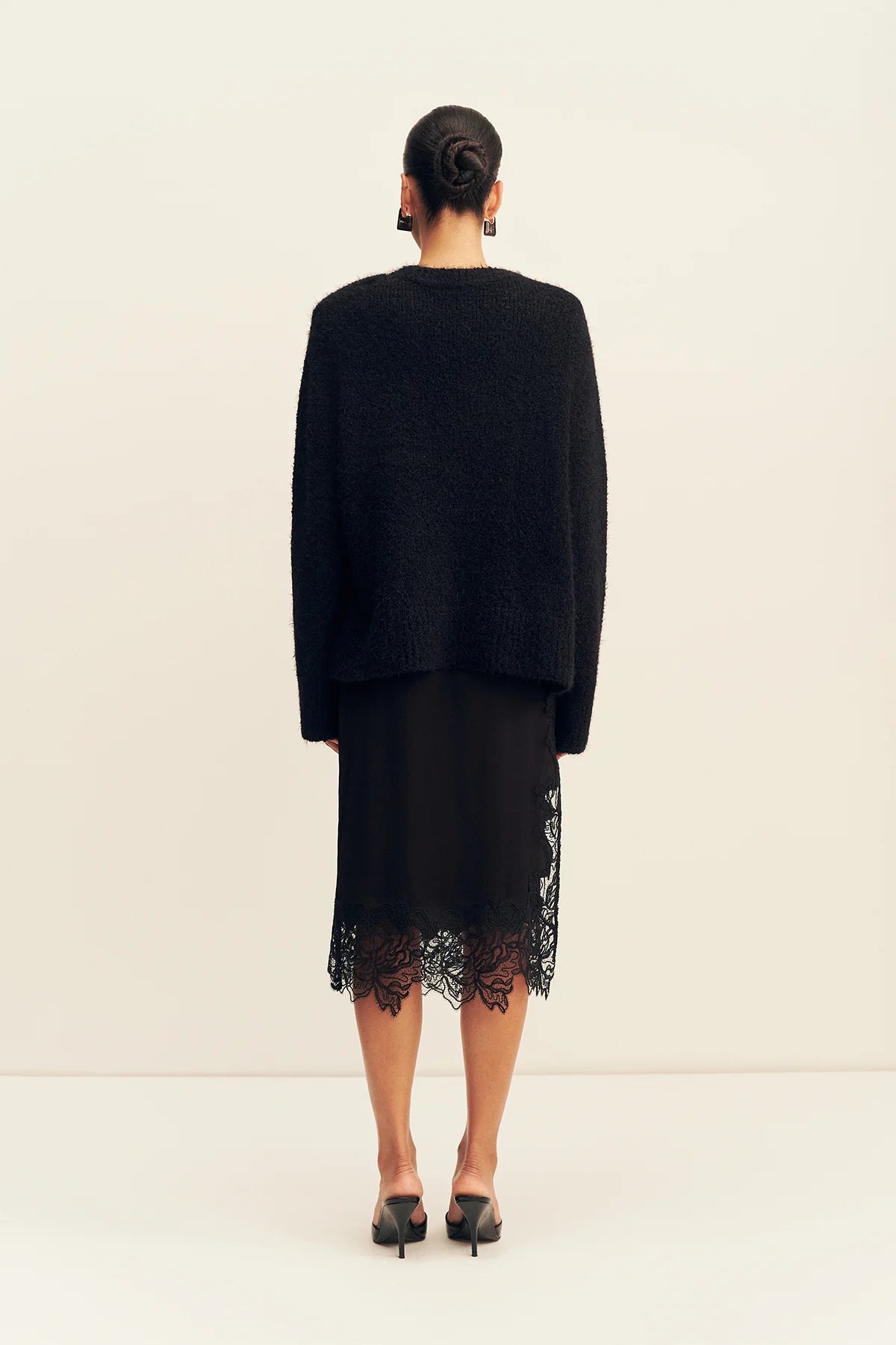Shona Joy - Eniko Lace Split Midi Skirt IN BLACK