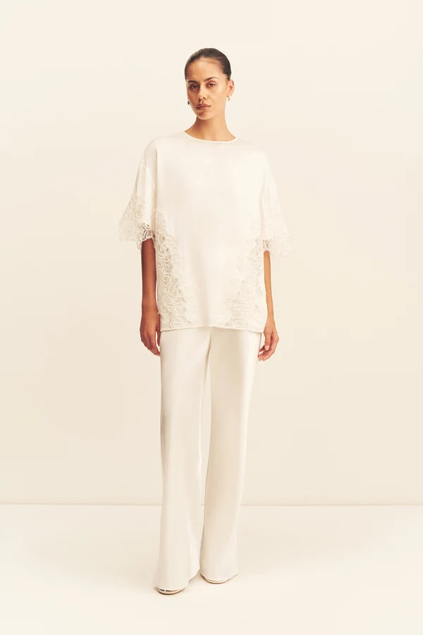 Shona Joy - Eniko Lace T-shirt IN IVORY