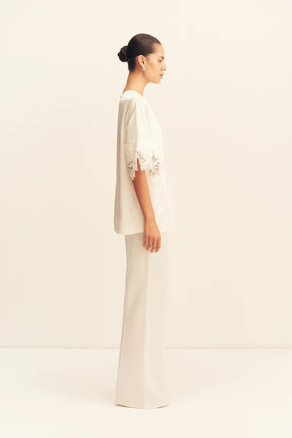Shona Joy - Eniko Lace T-shirt IN IVORY