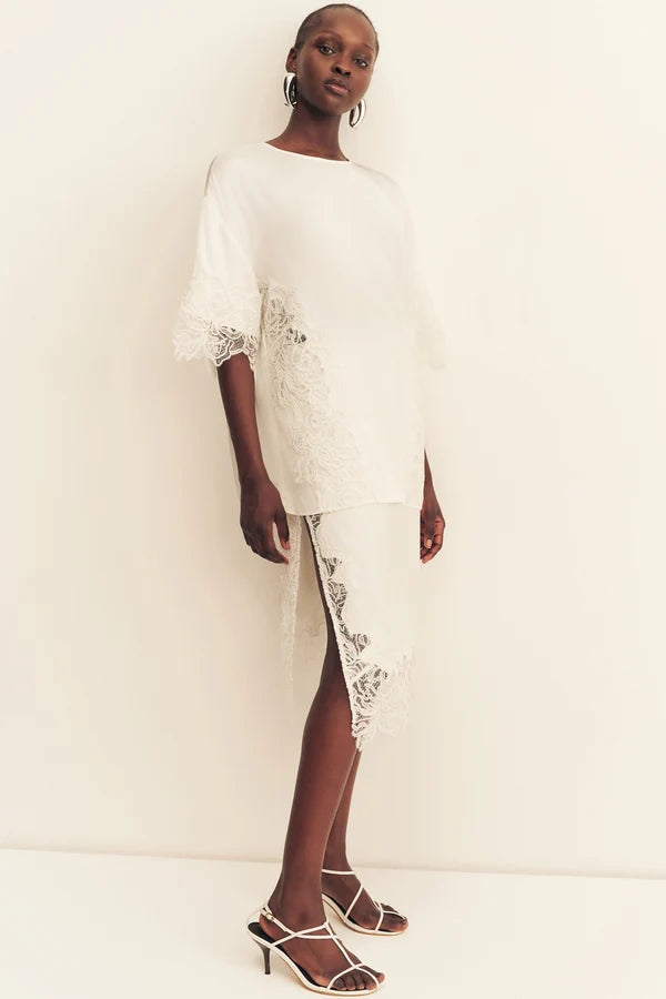Shona Joy - Eniko Lace T-shirt IN IVORY