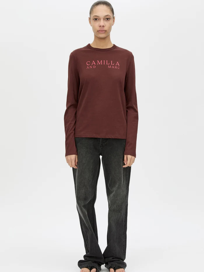 CAMILLA AND MARC - Era Long Sleeve Graphic Tee in Burgundy