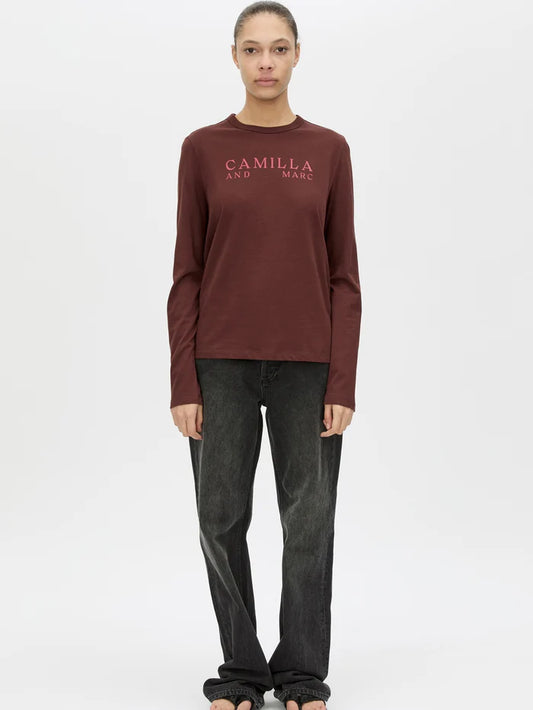 CAMILLA AND MARC - Era Long Sleeve Graphic Tee in Burgundy