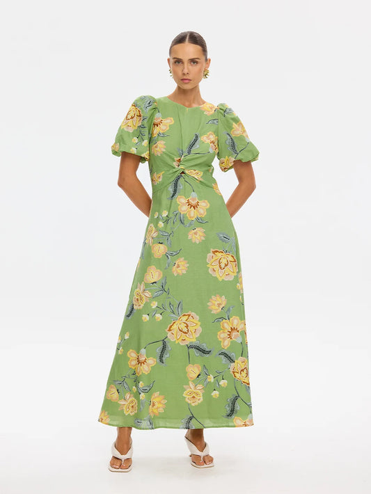 KIVARI - Eve Maxi Dress in Green Floral